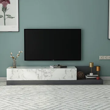 TV-benk Homitis Major (180 x 30 x 37 cm) Marmo marmor antrasitt - Marmo Marble/Antrasitt - Møbler - Mediamøbel & tv møbel - TV-benk & mediabenk