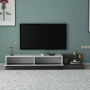 TV-benk Homitis Major (180 x 30 x 37 cm) Marmo marmor antrasitt - Marmo Marble/Antrasitt - Møbler - Mediamøbel & tv møbel - TV-benk & mediabenk