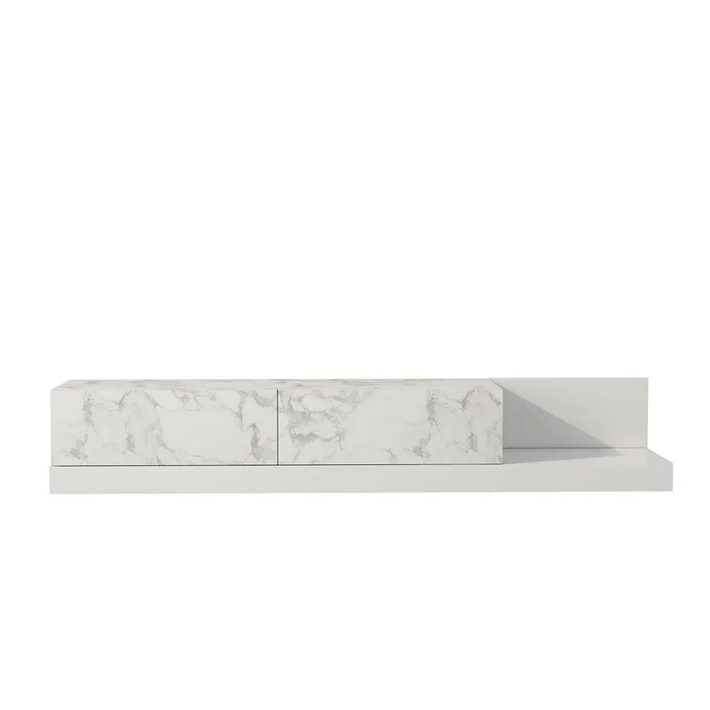 TV-benk Homitis Major (180 x 30 x 37 cm) Marmo marmor hvit - Marmo Marble og hvit - Møbler - Mediamøbel & tv møbel - TV-benk & mediabenk