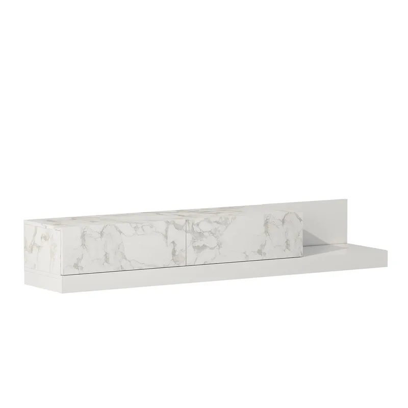 TV-benk Homitis Major (180 x 30 x 37 cm) Marmo marmor hvit - Marmo Marble og hvit - Møbler - Mediamøbel & tv møbel - TV-benk & mediabenk