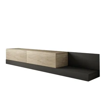 TV-benk Homitis Major (180 x 30 x 37 cm) Travertin antrasitt - Travertin/Antrasitt - Møbler - Mediamøbel & tv møbel - TV-benk & mediabenk