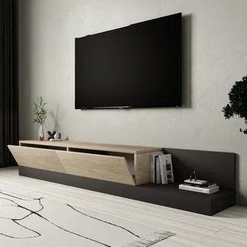 TV-benk Homitis Major (180 x 30 x 37 cm) Travertin antrasitt - Travertin/Antrasitt - Møbler - Mediamøbel & tv møbel - TV-benk & mediabenk