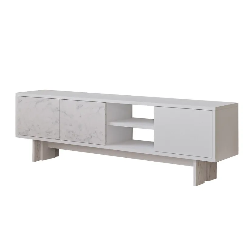 TV-benk Homitis Ravello (150 x 45 x 30 cm) Hvit marmor, undefined