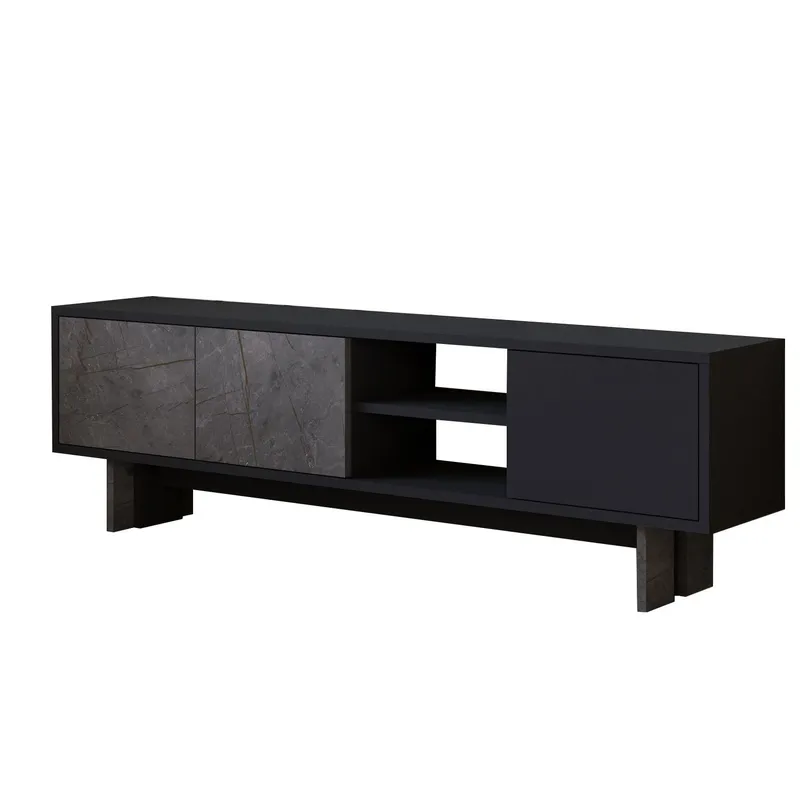 TV-benk Homitis Ravello (150 x 45 x 30 cm) Marmor antrasitt, undefined