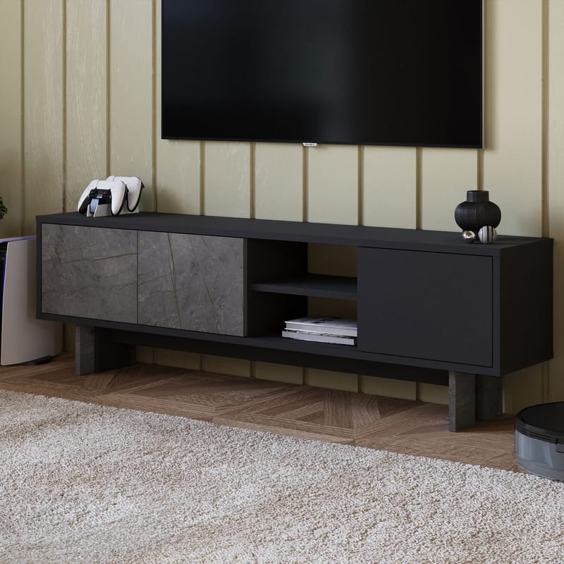 TV-benk Homitis Ravello (150 x 45 x 30 cm) Marmor antrasitt - Møbler - Mediamøbel & tv møbel - TV-benk & mediabenk