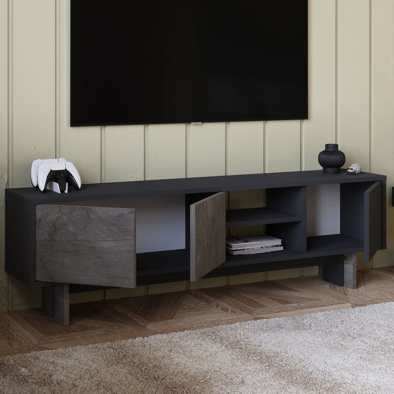 TV-benk Homitis Ravello (150 x 45 x 30 cm) Marmor antrasitt - Møbler - Mediamøbel & tv møbel - TV-benk & mediabenk