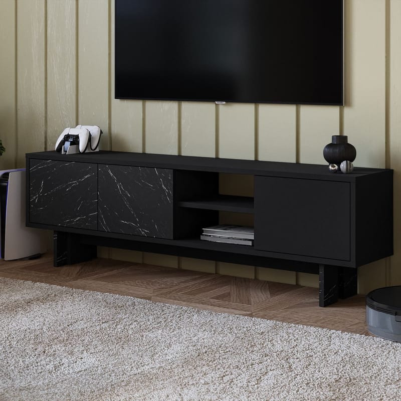 TV-benk Homitis Ravello (150 x 45 x 30 cm) Svart marmor - Møbler - Mediamøbel & tv møbel - TV-benk & mediabenk
