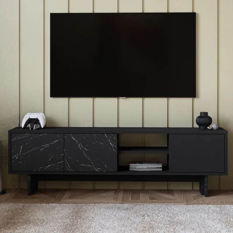 TV-benk Homitis Ravello (150 x 45 x 30 cm) Svart marmor - Møbler - Mediamøbel & tv møbel - TV-benk & mediabenk