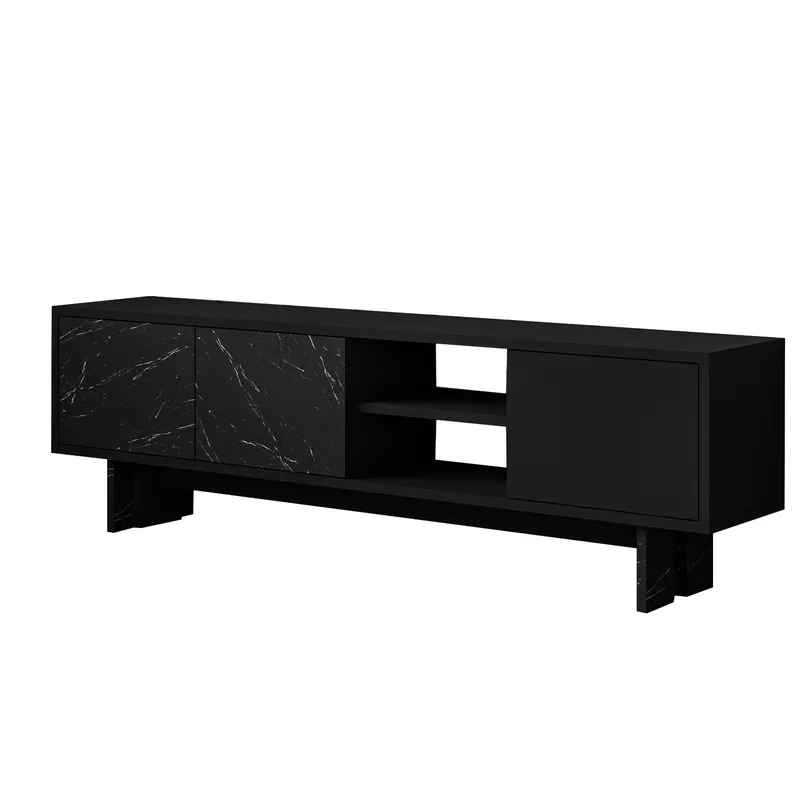 TV-benk Homitis Ravello (150 x 45 x 30 cm) Svart marmor, undefined