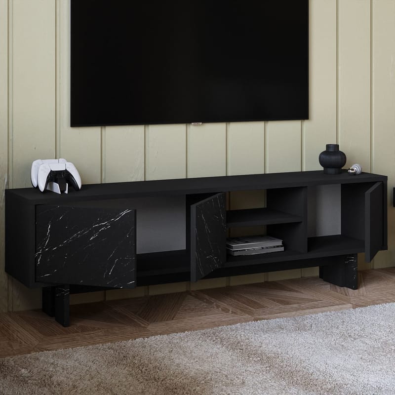 TV-benk Homitis Ravello (150 x 45 x 30 cm) Svart marmor - Møbler - Mediamøbel & tv møbel - TV-benk & mediabenk