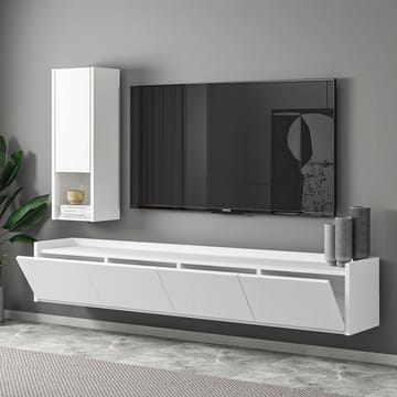 TV-benk Homitis Sema (160 x 35 x 29,6 cm) Hvit - Møbler - Mediamøbel & tv møbel - TV-benk & mediabenk