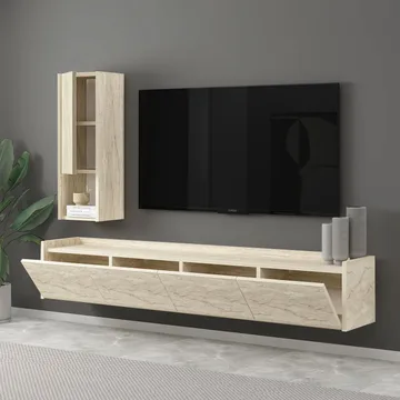 TV-benk Homitis Sema (160 x 35 x 29,6 cm) Travertin - Møbler - Mediamøbel & tv møbel - TV-benk & mediabenk