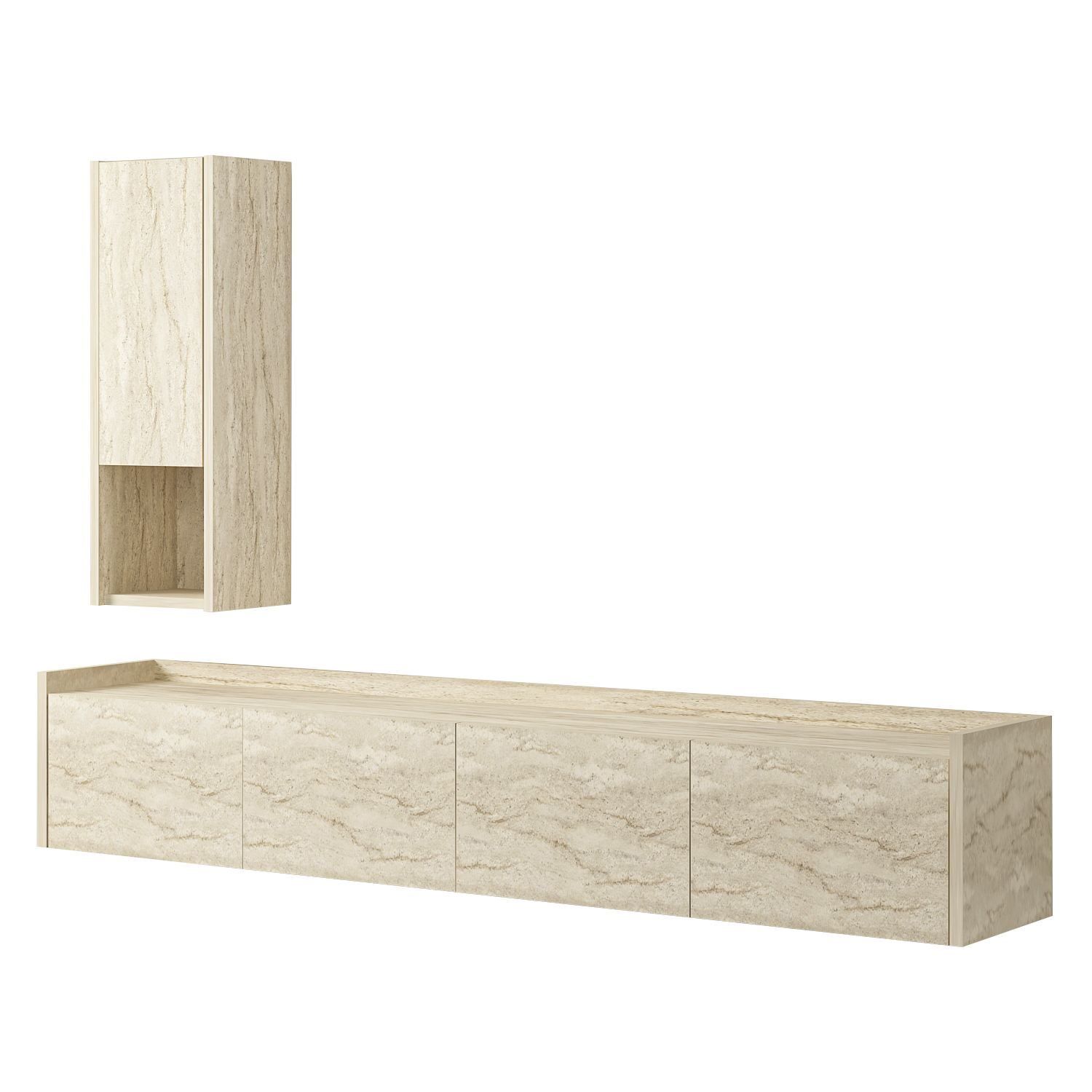 TV-benk Homitis Sema (160 x 35 x 29,6 cm) Travertin -