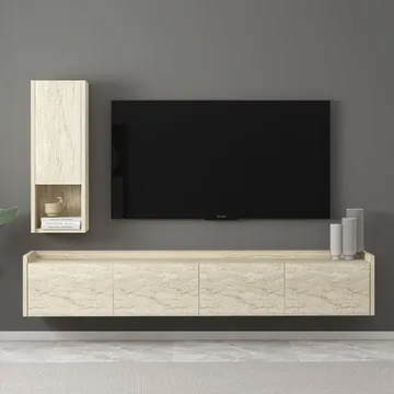 TV-benk Homitis Sema (160 x 35 x 29,6 cm) Travertin - Møbler - Mediamøbel & tv møbel - TV-benk & mediabenk