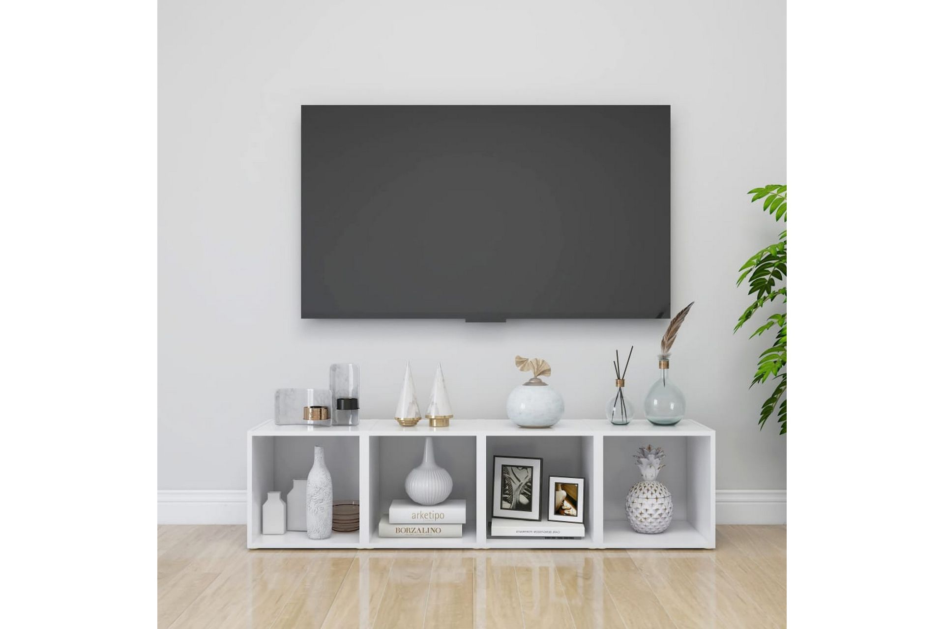 TV-benk hvit 37x35x37 cm sponplate - Hvit - Møbler - Mediamøbel & tv møbel - TV-benk & mediabenk