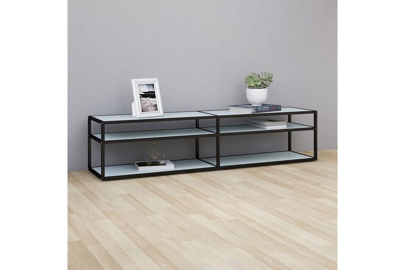 TV-benk hvit marmor 180x40x40,5 cm herdet glass - Hvit - Møbler - Mediamøbel & tv møbel - TV-benk & mediabenk