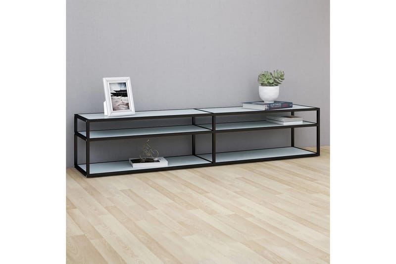 TV-benk hvit marmor 200x40x40,5 cm herdet glass - Hvit - Møbler - Mediamøbel & tv møbel - TV-benk & mediabenk