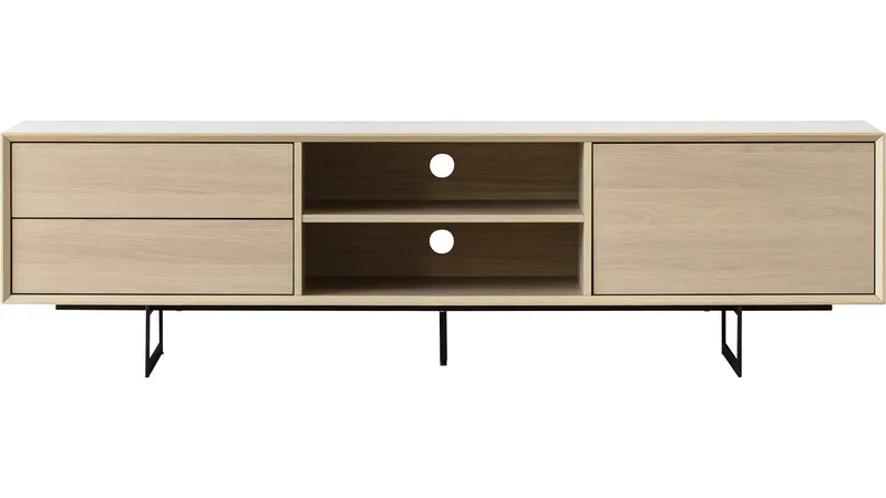 TV-benk Junionne 180x42x50 cm, Hvitpigmentert vokslakkert finért eik