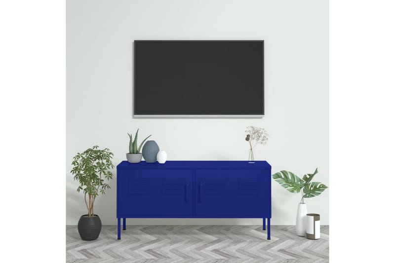 TV-benk marineblå 105x35x50 cm stål - Blå - Møbler - Mediamøbel & tv møbel - TV-benk & mediabenk