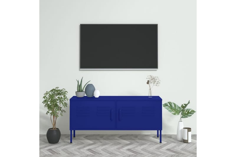 TV-benk marineblå 105x35x50 cm stål - Blå - TV-benk & mediabenk