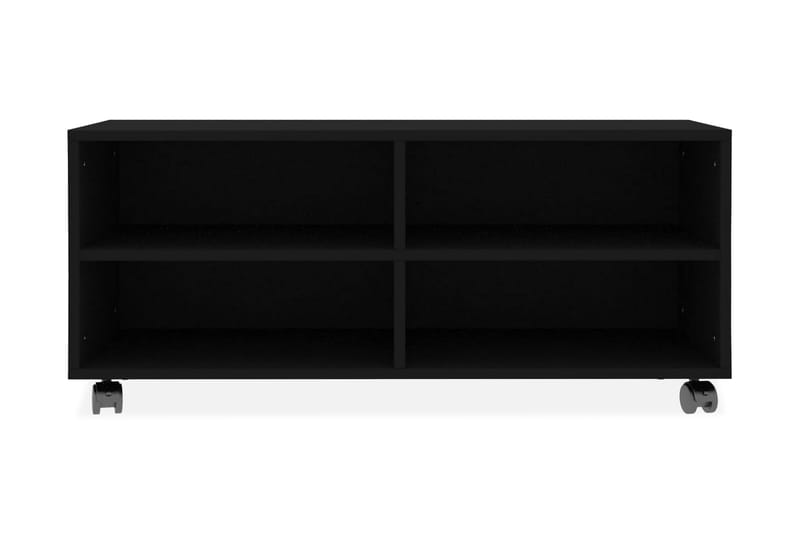 TV-benk med hjul svart 90x35x35 cm sponplate - Svart - TV-benk & mediabenk