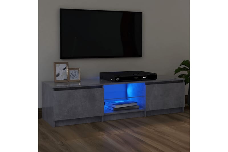 TV-benk med LED-lys betonggrå 120x30x35,5 cm - Grå - Møbler - Mediamøbel & tv møbel - TV-benk & mediabenk