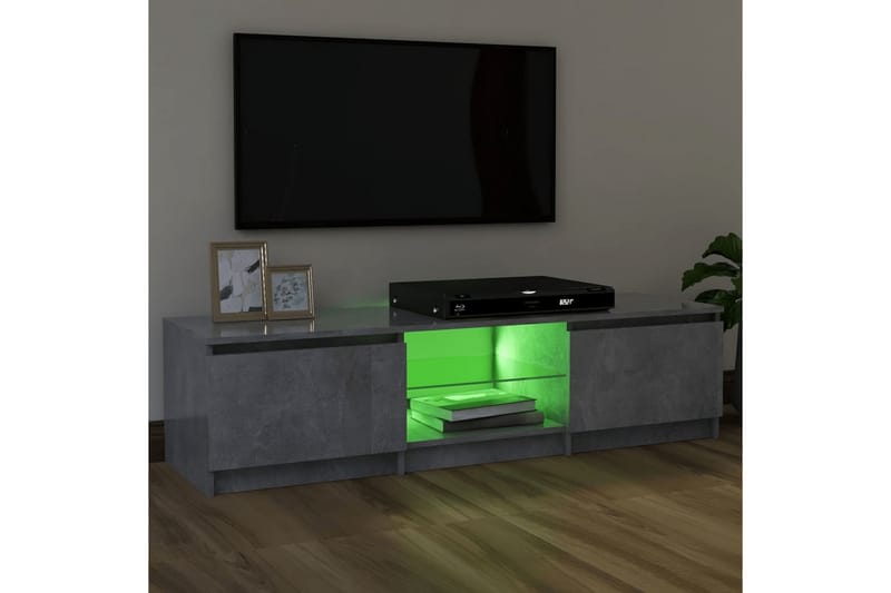 TV-benk med LED-lys betonggrå 120x30x35,5 cm - Grå - Møbler - Mediamøbel & tv møbel - TV-benk & mediabenk