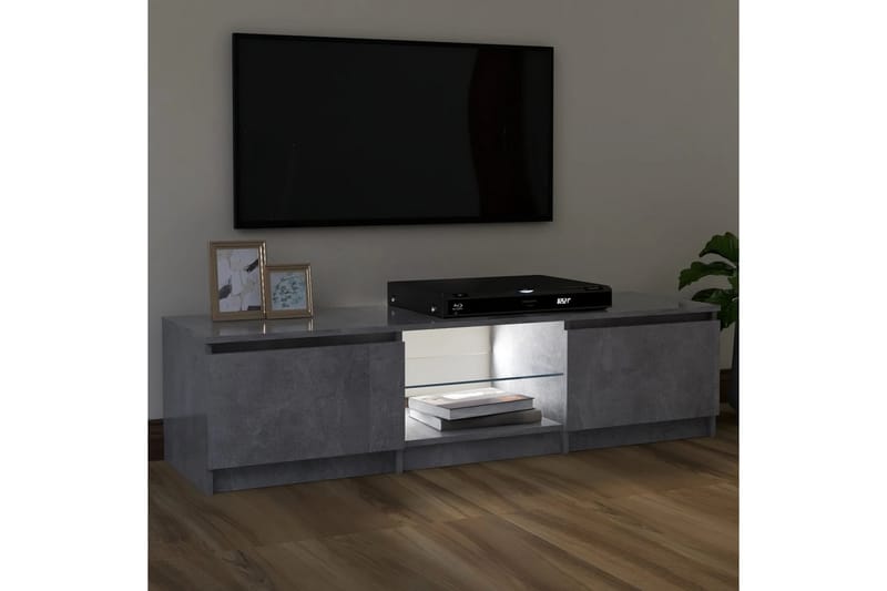 TV-benk med LED-lys betonggrå 120x30x35,5 cm - Grå - TV-benk & mediabenk