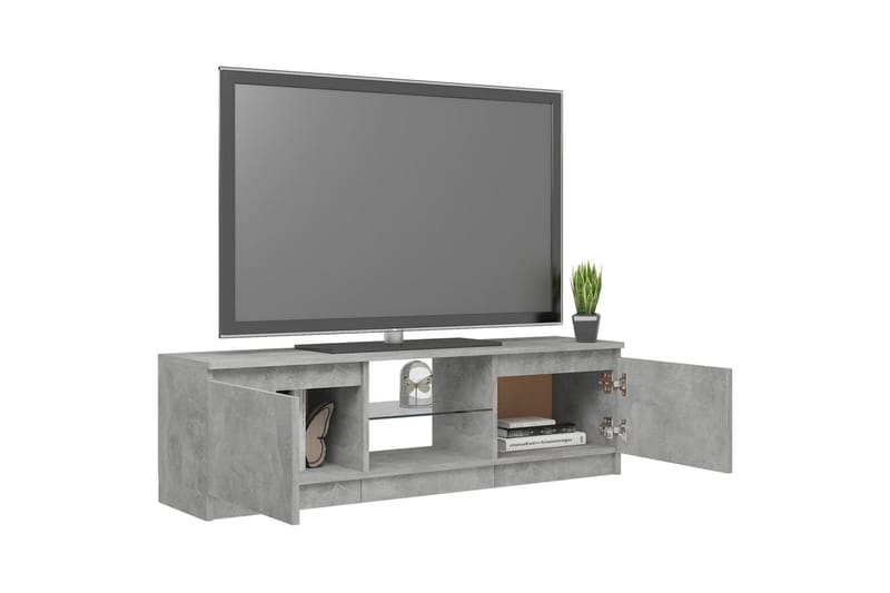 TV-benk med LED-lys betonggrå 120x30x35,5 cm - Grå - Møbler - Mediamøbel & tv møbel - TV-benk & mediabenk
