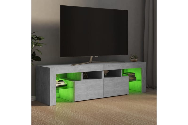 TV-benk med LED-lys betonggrå 140x35x40 cm - Grå - Møbler - Mediamøbel & tv møbel - TV-benk & mediabenk