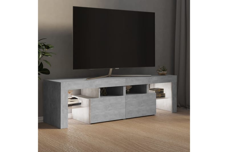 TV-benk med LED-lys betonggrå 140x35x40 cm - Grå - TV-benk & mediabenk