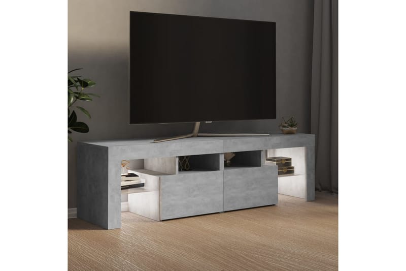 TV-benk med LED-lys betonggrå 140x35x40 cm - Grå - Møbler - Mediamøbel & tv møbel - TV-benk & mediabenk