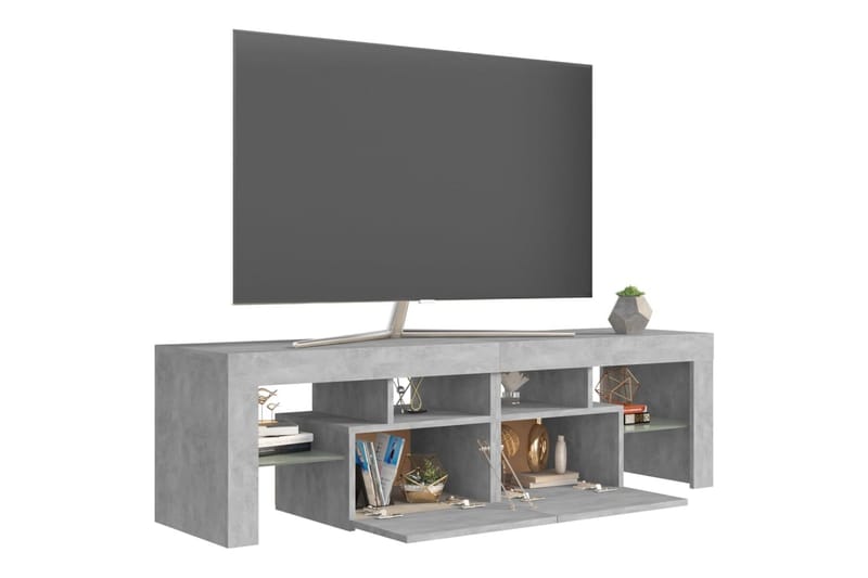 TV-benk med LED-lys betonggrå 140x35x40 cm - Grå - Møbler - Mediamøbel & tv møbel - TV-benk & mediabenk