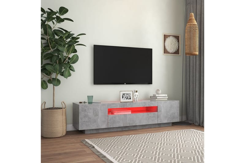 TV-benk med LED-lys betonggrå 160x35x40 cm - Grå - TV-benk & mediabenk