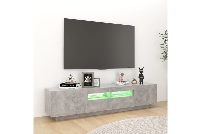TV-benk med LED-lys betonggrå 180x35x40 cm - Grå - Møbler - Mediamøbel & tv møbel - TV-benk & mediabenk