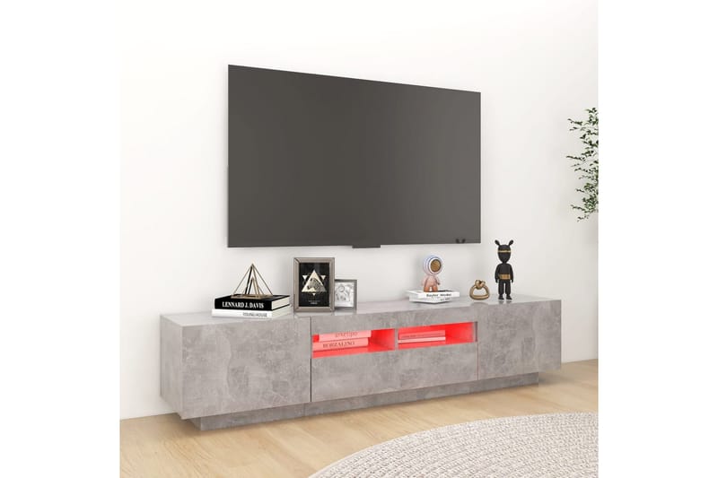 TV-benk med LED-lys betonggrå 180x35x40 cm - Grå - TV-benk & mediabenk