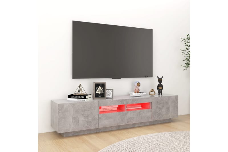 TV-benk med LED-lys betonggrå 180x35x40 cm - Grå - Møbler - Mediamøbel & tv møbel - TV-benk & mediabenk