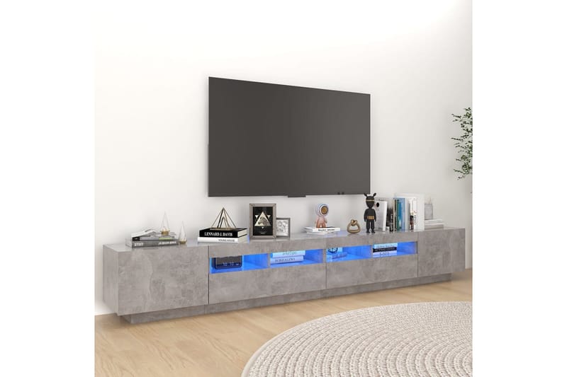 TV-benk med LED-lys betonggrå 260x35x40 cm - Grå - TV-benk & mediabenk