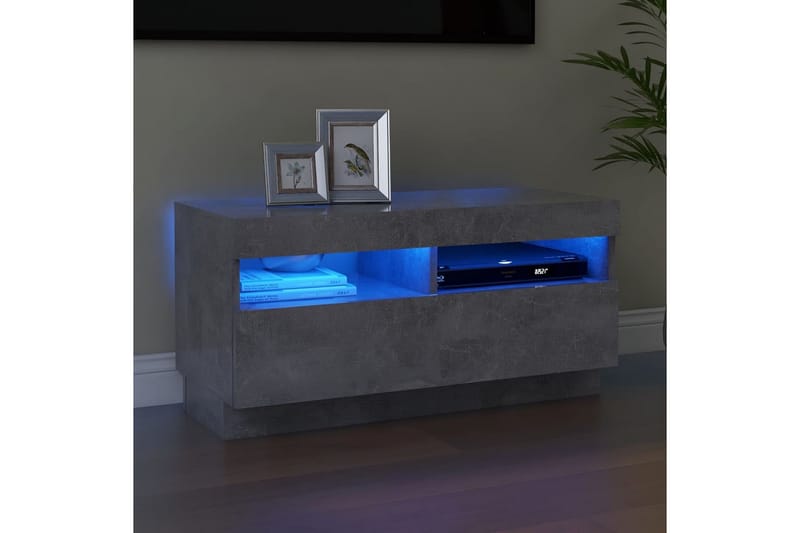 TV-benk med LED-lys betonggrå 80x35x40 cm - Grå - Møbler - Mediamøbel & tv møbel - TV-benk & mediabenk