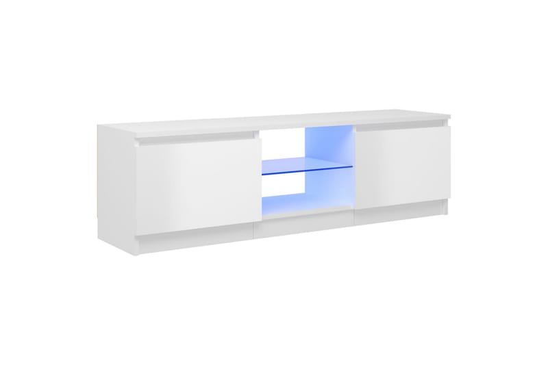 TV-benk med LED-lys høyglans hvit 120x30x35,5 cm - Hvit - TV-benk & mediabenk