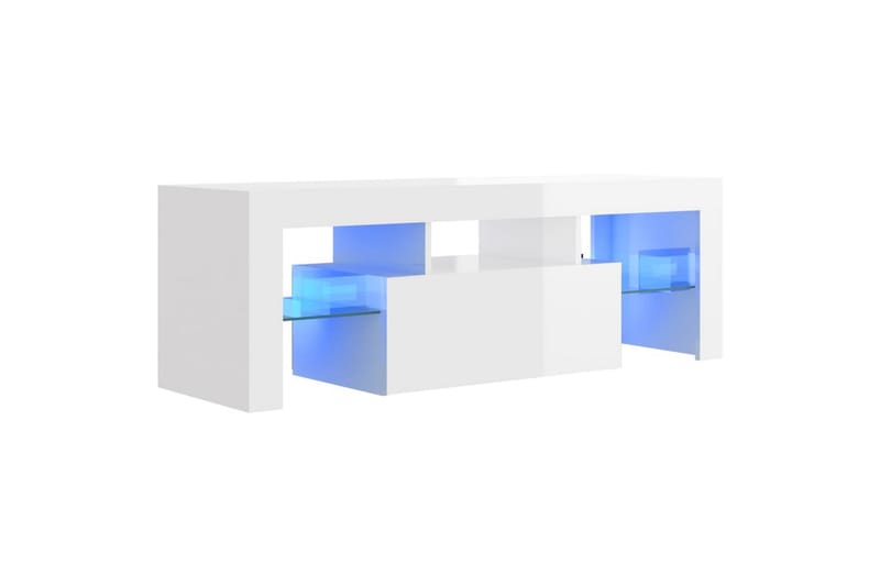 TV-benk med LED-lys høyglans hvit 120x35x40 cm - Hvit - Møbler - Mediamøbel & tv møbel - TV-benk & mediabenk