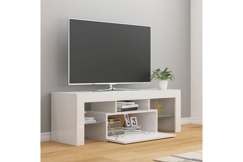 TV-benk med LED-lys høyglans hvit 120x35x40 cm - Hvit - Møbler - Mediamøbel & tv møbel - TV-benk & mediabenk