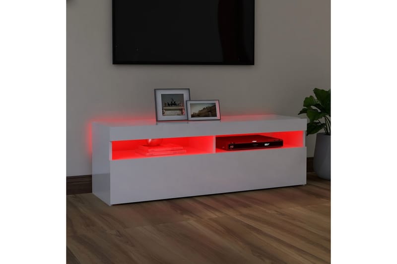 TV-benk med LED-lys høyglans hvit 120x35x40 cm - Hvit - Møbler - Mediamøbel & tv møbel - TV-benk & mediabenk