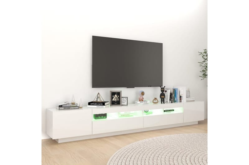 TV-benk med LED-lys høyglans hvit 260x35x40 cm - Hvit - TV-benk & mediabenk