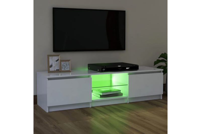 TV-benk med LED-lys hvit 120x30x35,5 cm - Hvit - TV-benk & mediabenk