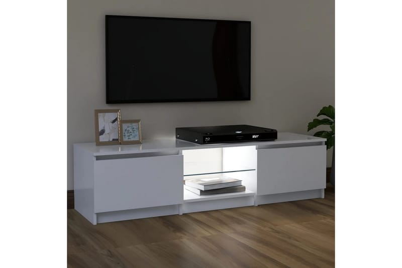 TV-benk med LED-lys hvit 120x30x35,5 cm - Hvit - TV-benk & mediabenk