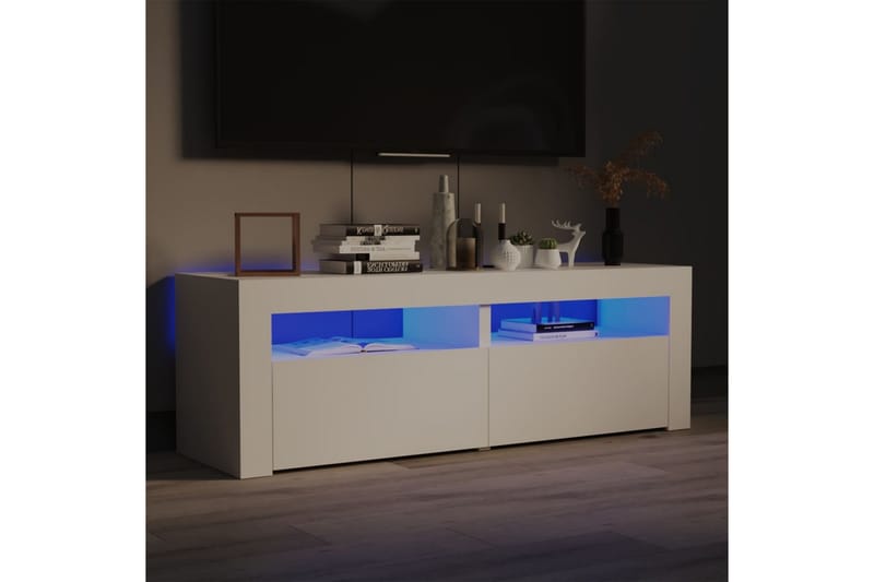 TV-benk med LED-lys hvit 120x35x40 cm - Hvit - TV-benk & mediabenk