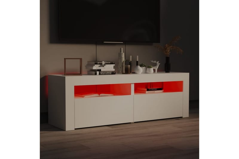 TV-benk med LED-lys hvit 120x35x40 cm - Hvit - Møbler - Mediamøbel & tv møbel - TV-benk & mediabenk