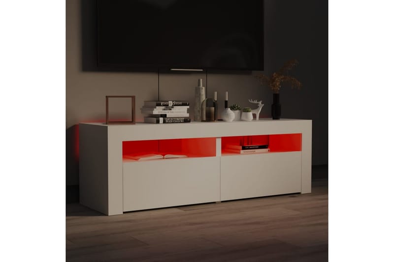 TV-benk med LED-lys hvit 120x35x40 cm - Hvit - TV-benk & mediabenk