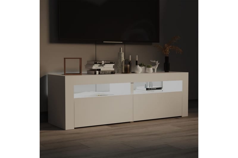 TV-benk med LED-lys hvit 120x35x40 cm - Hvit - TV-benk & mediabenk